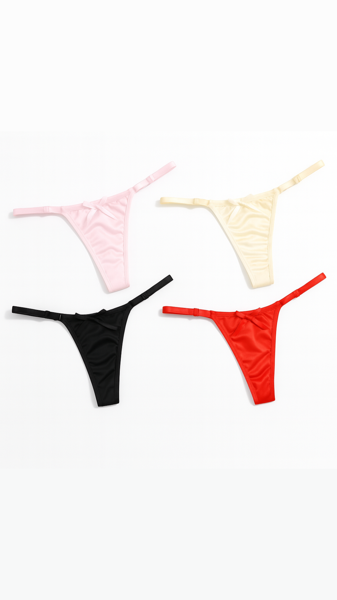 Satin Bow Thong - 4 Pack