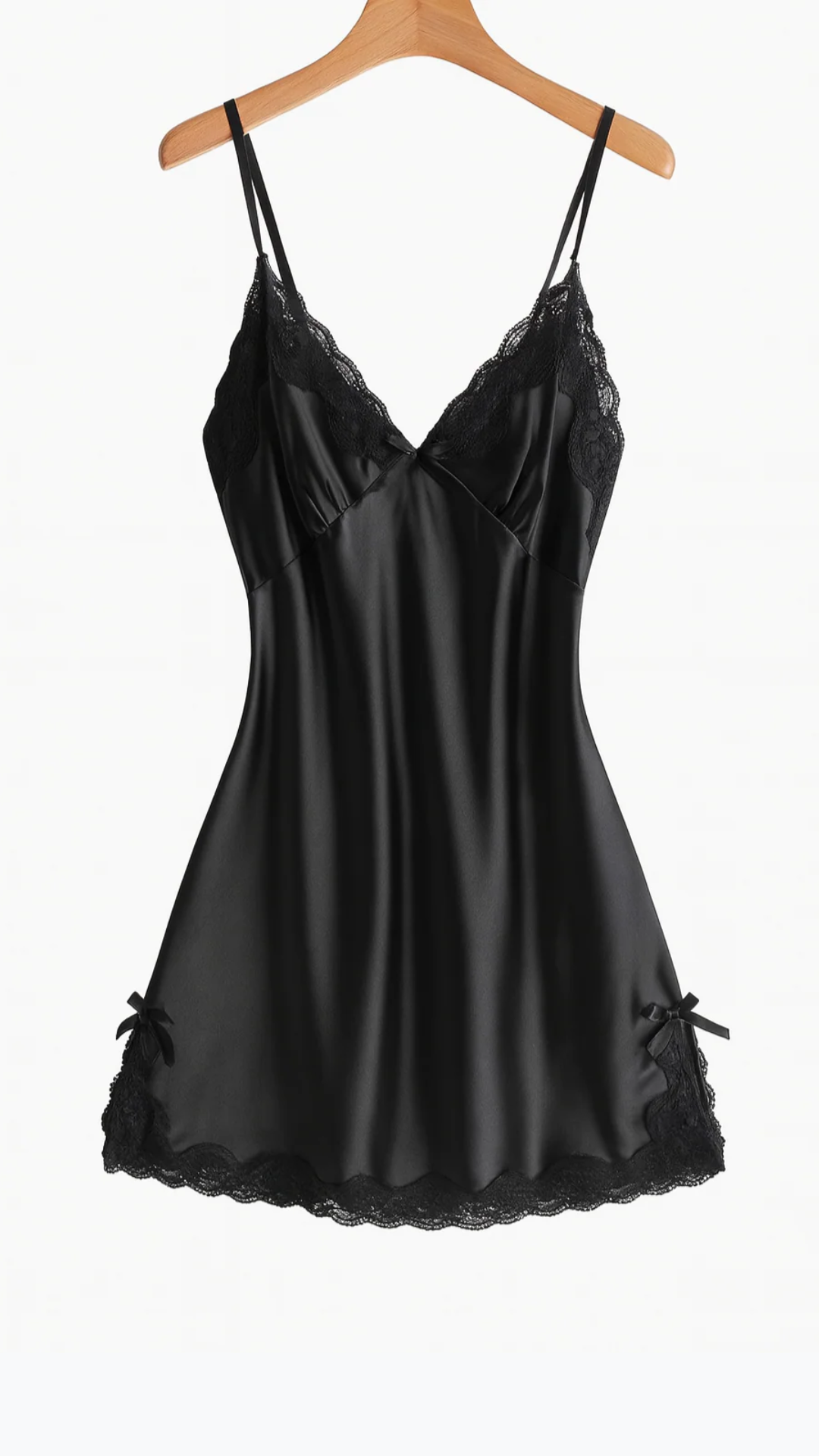 Black Satin Lace Nightdress